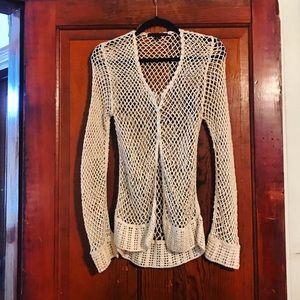 Lucky Brand Crochet Button Cardigan Size M